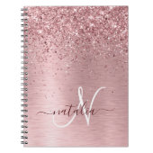 Carnet Parties scintillant en métal brossé rose pâle Nom (Devant)