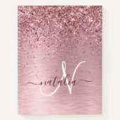 Carnet Parties scintillant en métal brossé rose pâle Nom  (Devant)