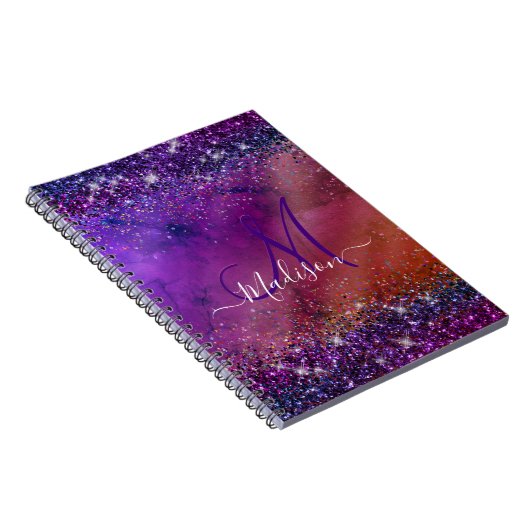 Carnet Parties scintillant en métal brossé violet irisé m (Côté Droit)