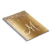 Carnet Parties scintillant en métal d'or Lecteurs Monogra (Côté Droit)