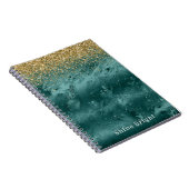 Carnet Parties scintillant en or en marbre vert émeraude  (Côté Droit)