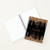 Carnet Parties scintillant en or noir goutte nom monogram (Intérieur)