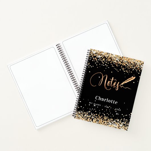 Carnet Parties scintillant en or noir  nom de script carn (Intérieur)