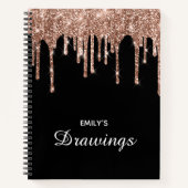 Carnet Parties scintillant en or Rose brillant Dessin noi (Devant)