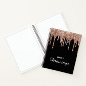Carnet Parties scintillant en or Rose brillant Dessin noi (Intérieur)