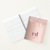 Carnet parties scintillant en or rose gouttes initiales m (Intérieur)