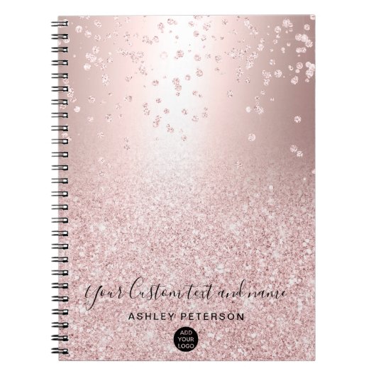 Carnet parties scintillant en or rose logo de confetti à  (Devant)