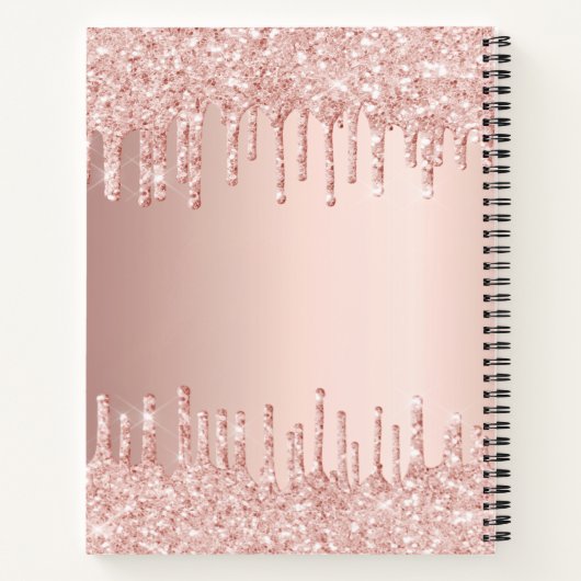 Carnet parties scintillant en or rose monogramme nom luxe (Dos)