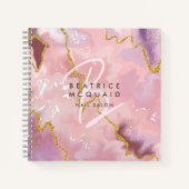 Carnet Parties scintillant en or rose pâle Agate Monogram (Devant)