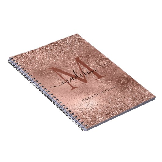 Carnet Parties scintillant en or rose rose pâle Monogramm (Côté Droit)