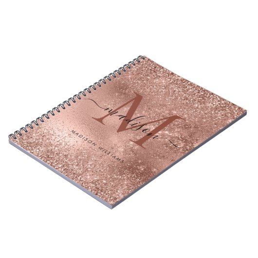 Carnet Parties scintillant en or rose rose pâle Monogramm (Côté gauche)