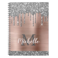 Parties scintillant gris argent monogramme gouttes