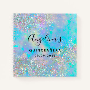 Carnet Parties scintillant holographique Opal Quinceañera