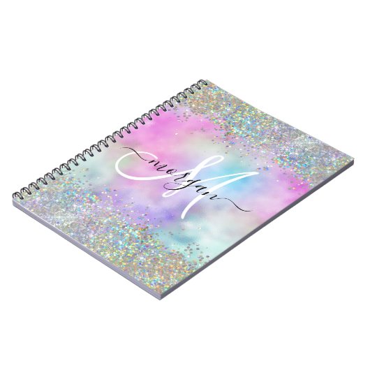 Carnet Parties scintillant holographique Rainbow Pastels  (Côté gauche)