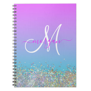 Carnet Parties scintillant holographique violet bleu ombr