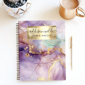 Carnet Parties scintillant Lilac Aquarelle Faux Gold Foil