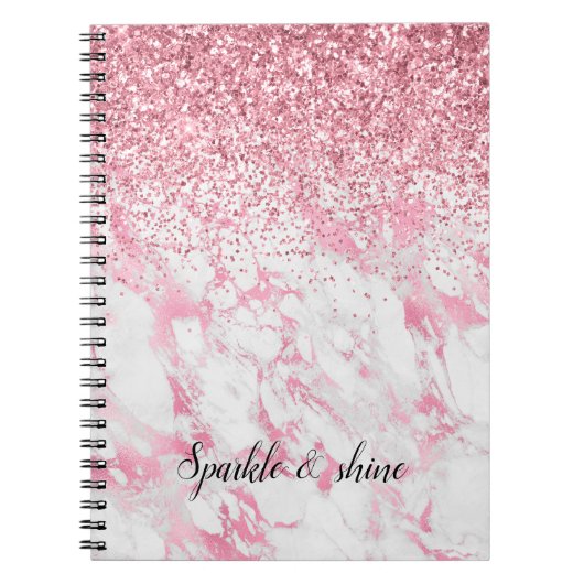 Carnet Parties scintillant Marbre blanc rose (Devant)