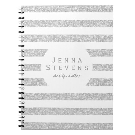 Carnet Parties scintillant moderne aux Faux blancs & rayu (Devant)