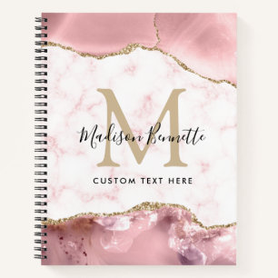 Carnet Parties scintillant moderne Blush Rose or Agate Mo