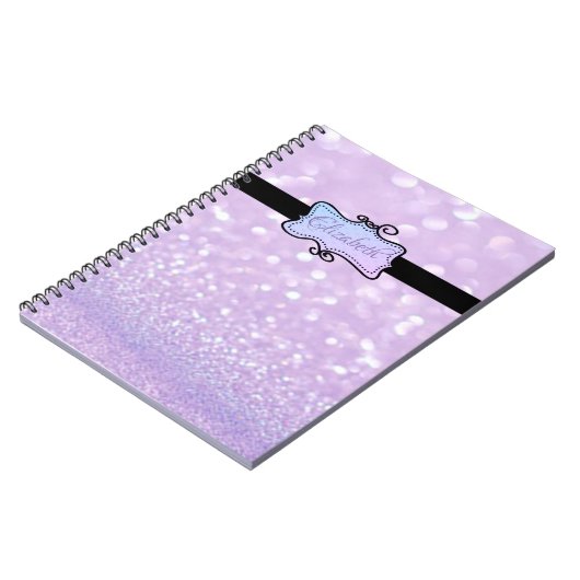 Carnet Parties scintillant moderne Bokeh, Personnalisé (Côté gauche)