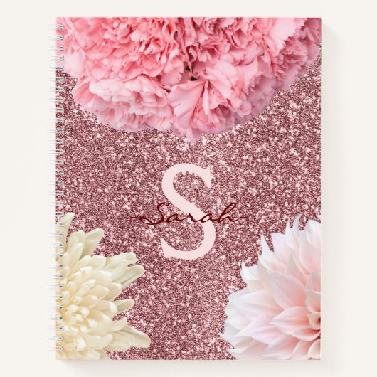 Carnet Parties scintillant moderne Monogram avec rose et  (Devant)