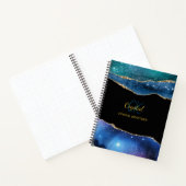 Carnet Parties scintillant moderne Monogramme bleu vert A (Intérieur)