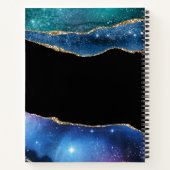 Carnet Parties scintillant moderne Monogramme bleu vert A (Dos)
