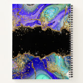 Carnet Parties scintillant moderne Monogramme bleu vert A (Dos)