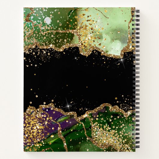 Carnet Parties scintillant moderne Monogramme vert violet (Dos)