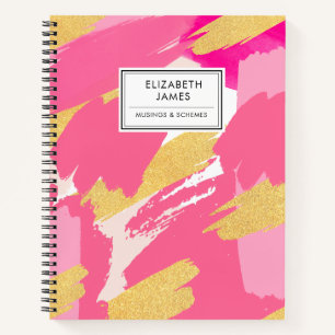 Carnet Parties scintillant moderne rose et or  Abstrait M
