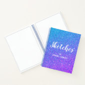 Carnet Parties scintillant moderne violet bleu Nom Script (Intérieur)