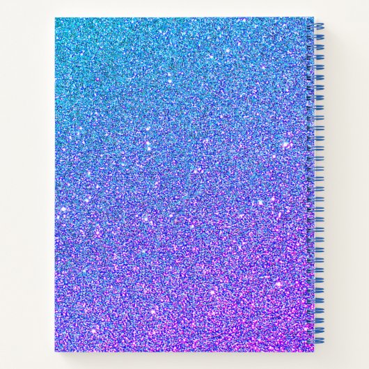 Carnet Parties scintillant moderne violet bleu Nom Script (Dos)