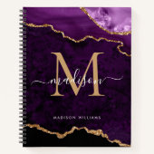 Carnet Parties scintillant moderne violet or Agate Géode (Devant)