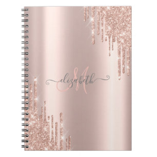Carnet Parties scintillant modernes Rose Monogramme or 