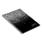 Carnet Parties scintillant noire argent Monogramme Nom de (Côté Droit)