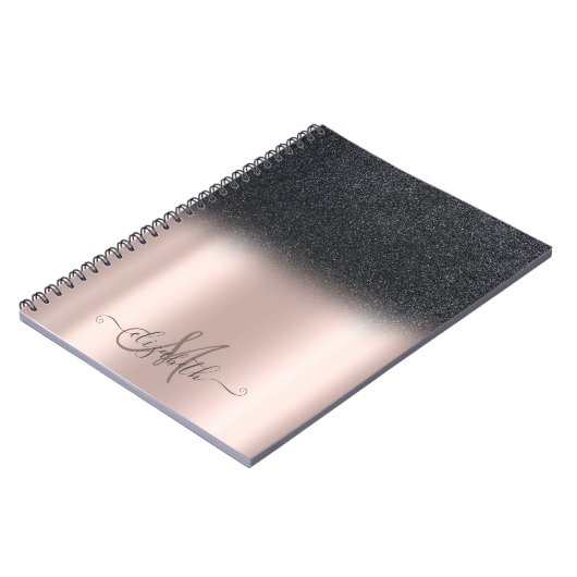 Carnet Parties scintillant noire cool Ombre Monogram Rose (Côté gauche)