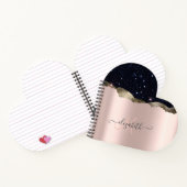Carnet Parties scintillant noire moderne Rose or Monogram (Intérieur)