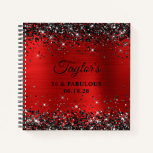Carnet Parties scintillant noire Red Foil 50 & Fabulous G