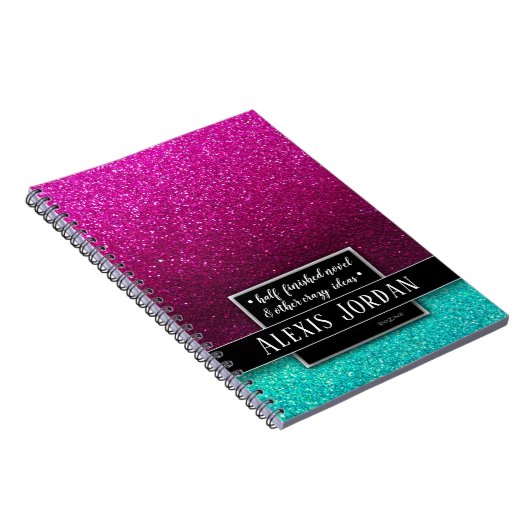 Carnet Parties scintillant Ombre bleu rose chaud Monogram (Côté Droit)