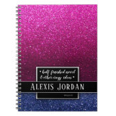 Carnet Parties scintillant Ombre bleu rose chaud noir Mon (Devant)