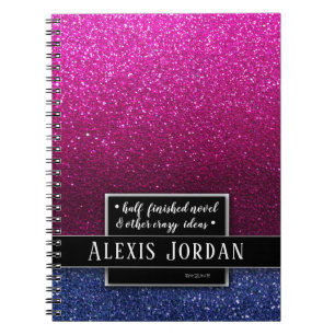 Carnet Parties scintillant Ombre bleu rose chaud noir Mon