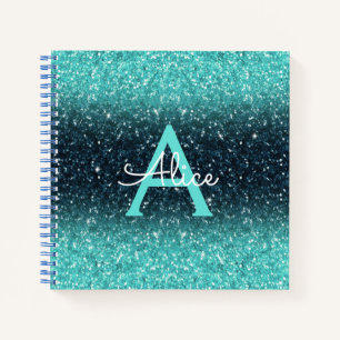 Carnet Parties scintillant Ombre bleu turquoise et recett