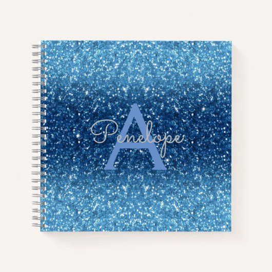 Carnet Parties scintillant Ombre bleue et recette Monogra (Devant)