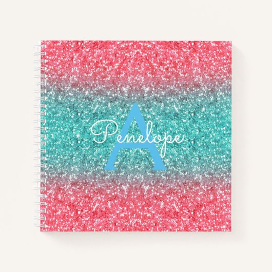 Carnet Parties scintillant Ombre bleue et recette Monogra (Devant)