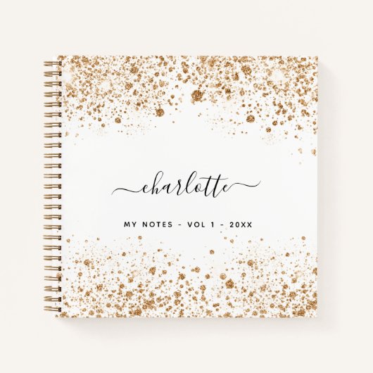 Carnet Parties scintillant or blanc nom glamour (Devant)