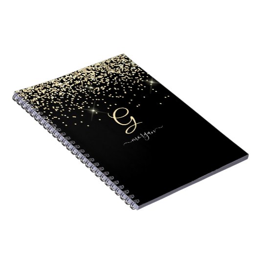 Carnet Parties scintillant or & Monogramme Nom de script  (Côté Droit)