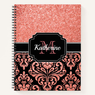 Carnet Parties scintillant or rose Damask