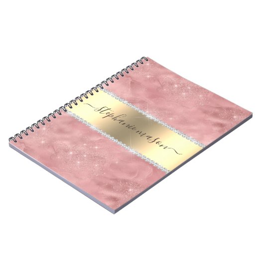 Carnet Parties scintillant or rose Diamant Or moderne (Côté gauche)