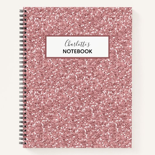 Carnet Parties scintillant or Rose fille Nom personnalisé (Devant)