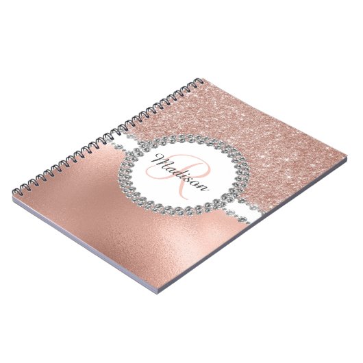 Carnet Parties scintillant or rose Glam Monogram Diamond (Côté gauche)